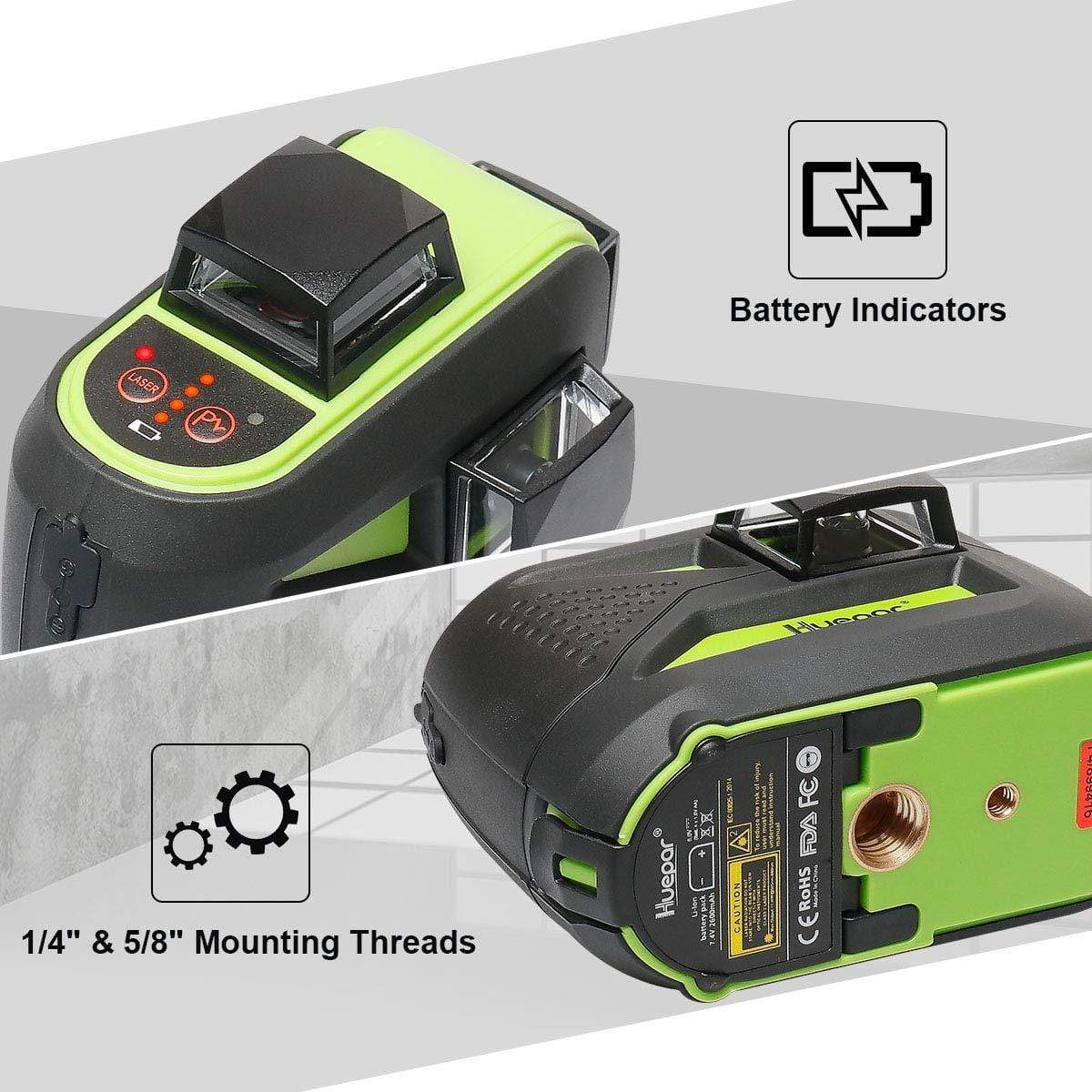 Laser Level 3D Cross Line Self Leveling - 603CR 12-Linien 3D-Kreuzlinienlaser Selbstnivellierender 360° Kreuz-Rotlichtlaser