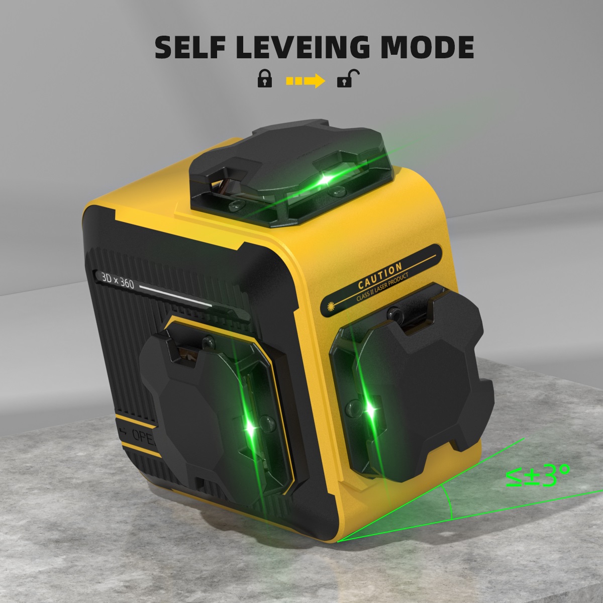 Laser Level 3D Cross Line Self Leveling - M03CG Mini Digitaler Laser-Nivellierer 12 Linien
