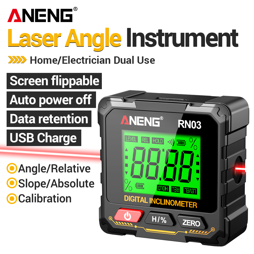 Laser Level Rechargeable Usb - ANENG Wiederaufladbarer Digitaler Winkelmesser Magnetischer Laser-Inclinometer