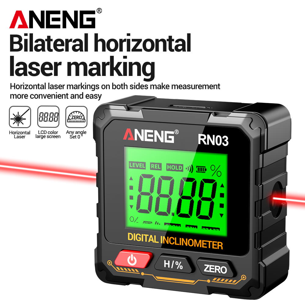 Laser Level Rechargeable Usb - Magnetischer digitaler Winkelmesser ANENG RN03 Laser-Neigungsmesser,
