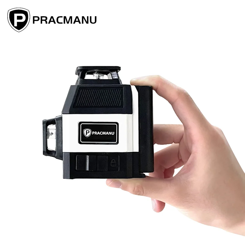 Laser Level 3D Cross Line Self Leveling - Pracmanu Mini 12-Linien-3D-Laser-Wasserwaage, 360°, selbstnivellierender horizontaler
