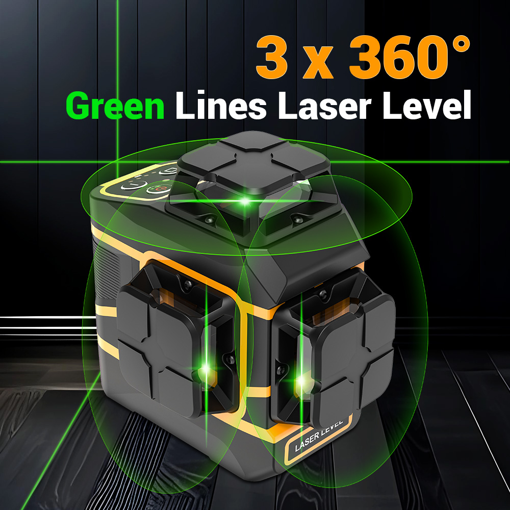 Laser Level 3D Cross Line Self Leveling - Laser-Nivelliergerät 3x360 ° Selbstnivellierender 3D-Grünkreuzlaser mit