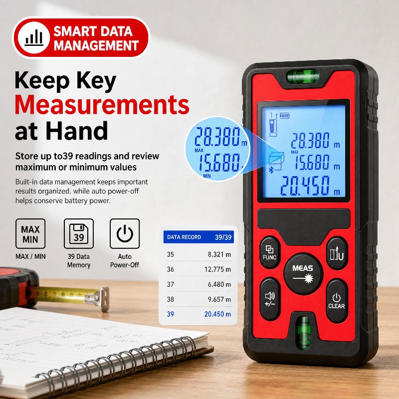 Laser Level Rechargeable Usb - 120M Laser-Entfernungsmesser, wiederaufladbar über USB-C, Laser-Entfernungsmesser