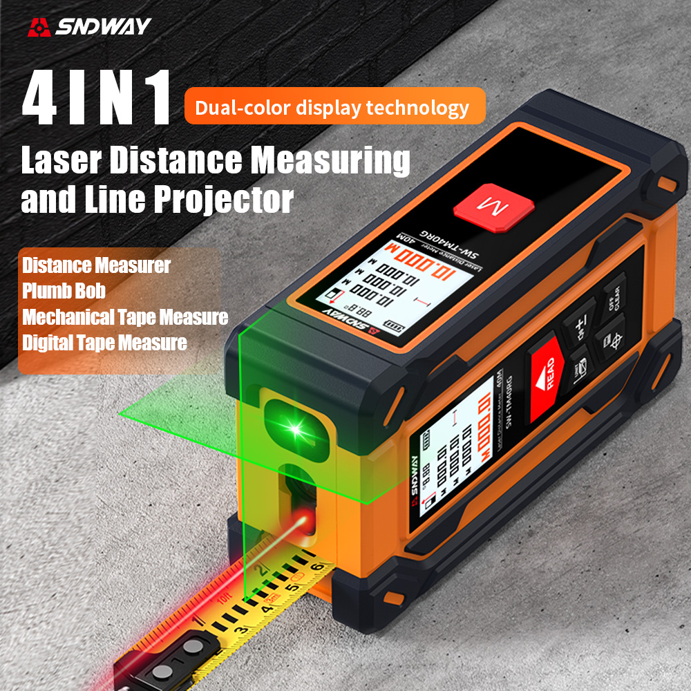 Laser Level Rechargeable Usb - SNDWAY 4-in-1 Laser-Entfernungsmesser mit grünem Kreuzlinienlaser,