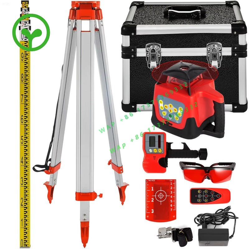 Rotary Laser Level 500M Range - 【Premium】 Rotationslaser-Nivelliergerät mit grünem/rotem Strahl, selbstnivellierend,
