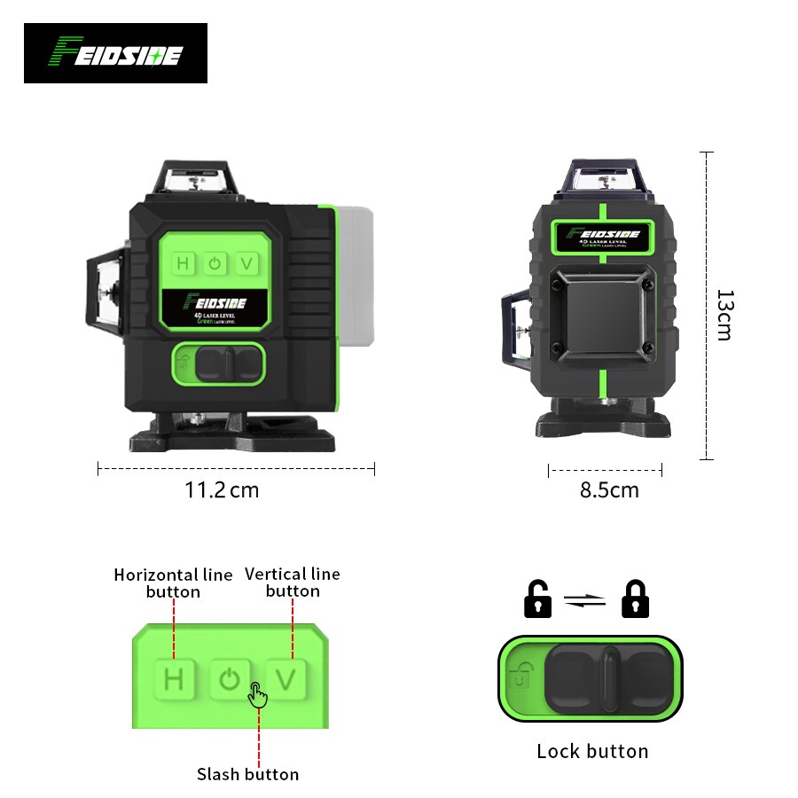 FEIDSIDE 16-Zeilen grüner 4D/3 – Laser Level Outdoor Bright Green Bewertung und Preis