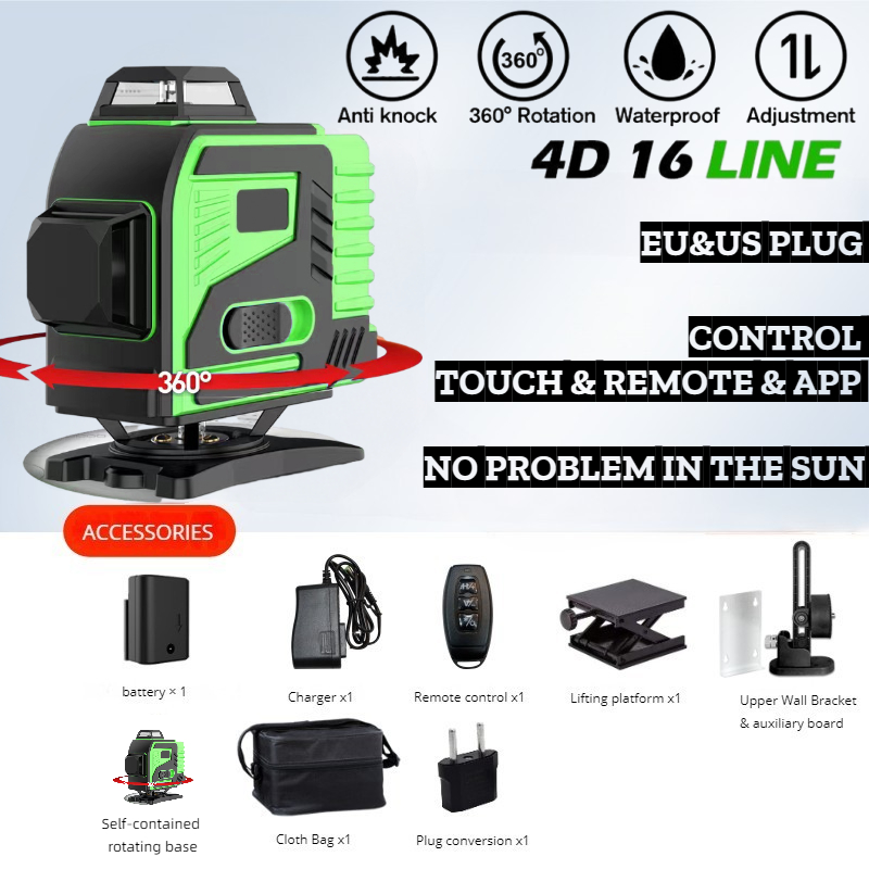 Professionelles 16-Linien-Lase – Laser Level 4D 16 Line Green Bewertung und Preis