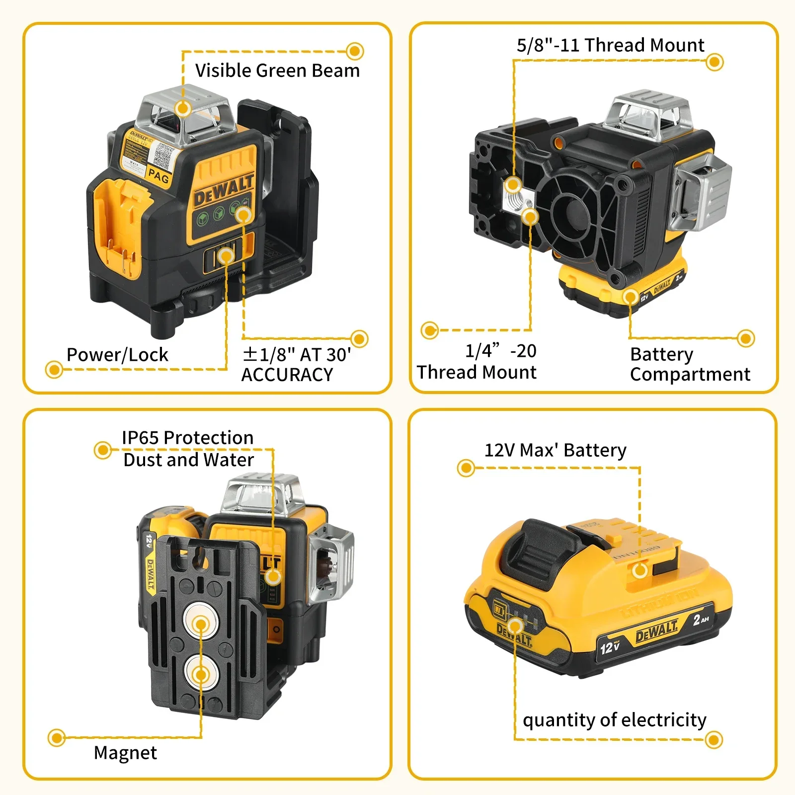 DEWALT DW089LG Akku-Grünlaser  – Line Laser Level Magnetic Bracket Bewertung und Preis