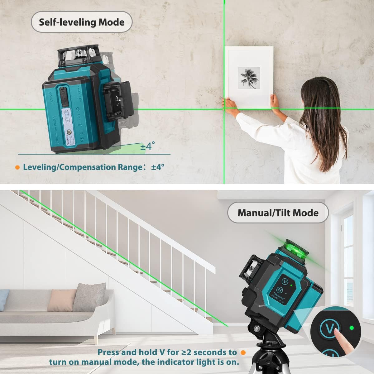 Für 3x360 °   12-Linien-Selbst – Laser Level 3D Cross Line Self Leveling Bewertung und Preis